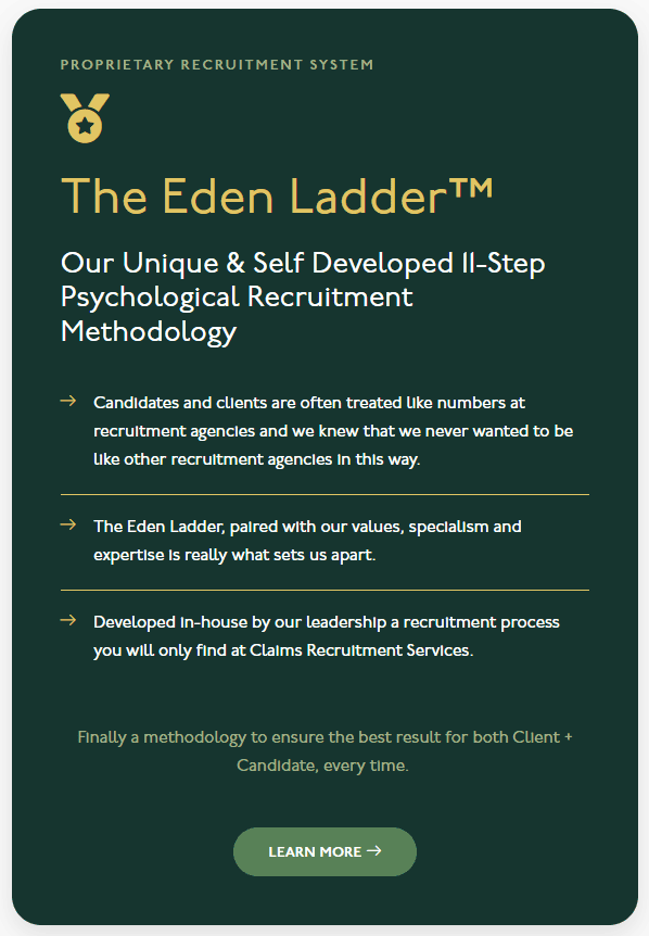 Eden Ladder - CRS and EJC's unique process to ensure the best fit for both client and candidate.